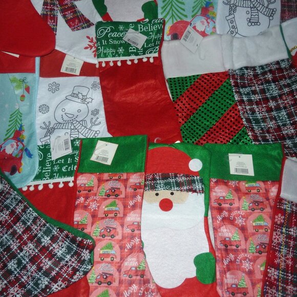 NWT Lot of 22 Christmas Stockings in Small, Medium and Large Assorted Prints - Picture 5 of 12